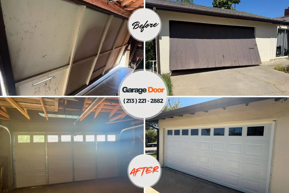 Before and after: garage door repair Echelon, NJ